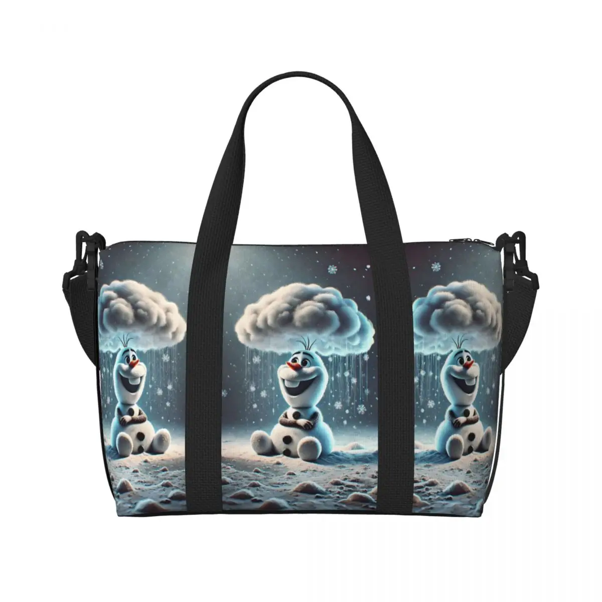 

Custom Frozen Beach Tote Bag Women Extra Large Gym Carry On Animated Musical Fantasy Film Travel Shopping Bags