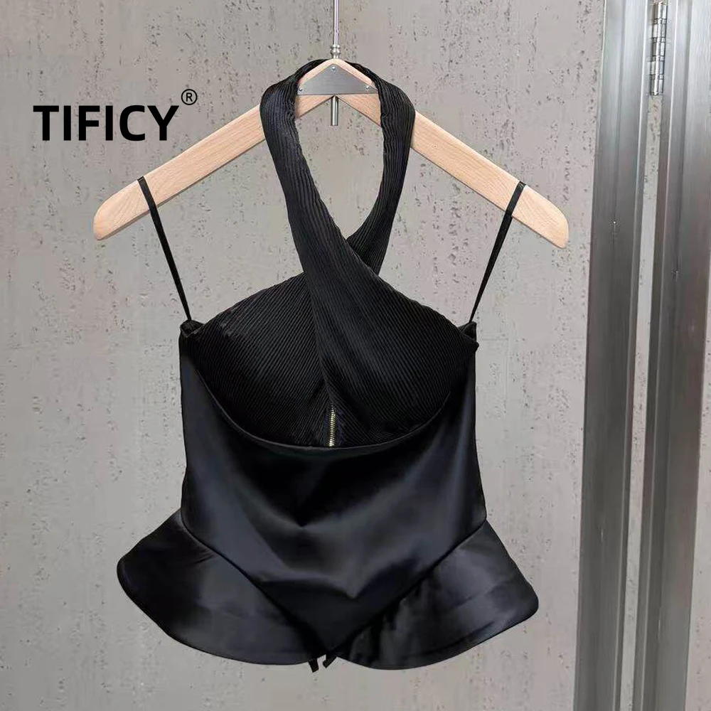 

Женские топы High Street Tanks для весны и лета с перекрученными бретелями, утягивающим поясом «рыбья кость», оборками по краю, пышными деталями и открытой спиной, с завязками на шее