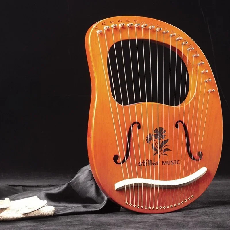 

16 19 String Begonia Wood Color Lyre Harp Mahogany Wood Harp Piano Stringed Musical Instrument with Tuning Wrench Spare Strings