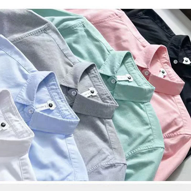 Homme polo Shirts 100% Cotton Shirts Oxford Leisure Embroidered Shirts Streetwear Oversized Men T-Shirt Long Sleeve Blouse Tops