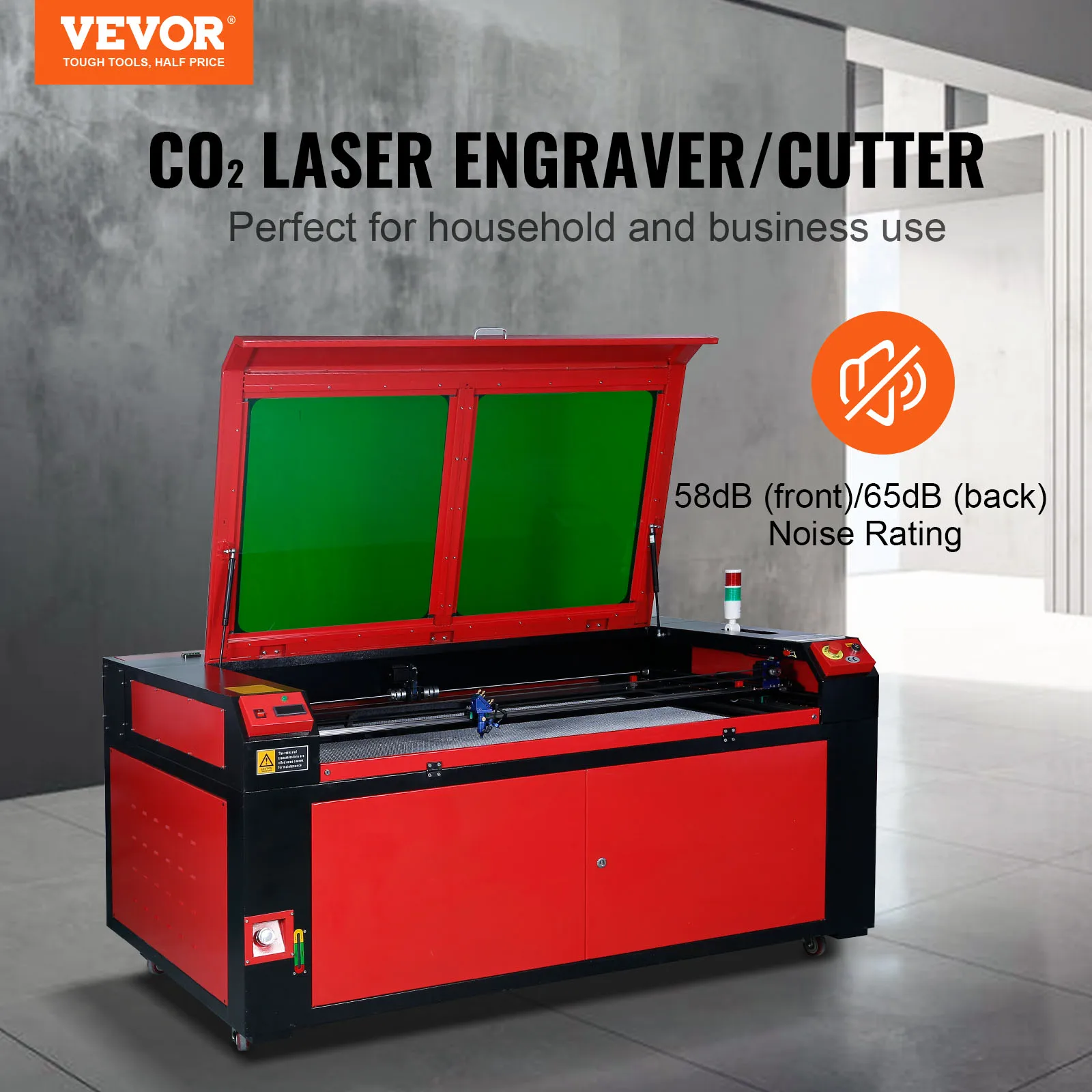 VEVOR 130W CO2 Laser Engraver, 900x1400 mm 800mm/s, Laser Cutter Machine w/ 2-Way Pass Air Assist, Compatible w/AutoCAD, Windows