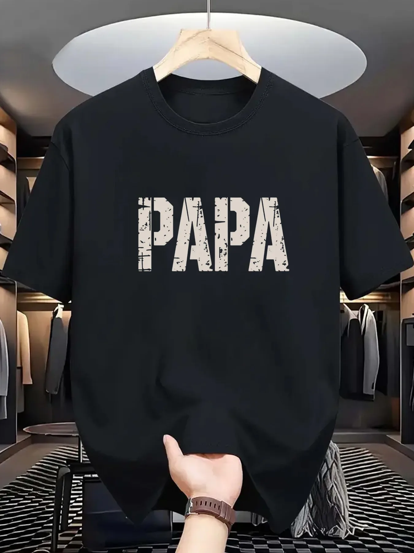 เสื้อยืดสีดำผู้ชาย เสื้อเชิ้ตลำลองทุกวันสำหรับวันเกิดวันพ่อ ของขวัญที่สมบูรณ์แบบสำหรับพ่อที่กระตือรือร้น เสื้อยืดกราฟิก สวมใส่สบาย