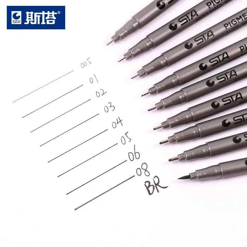 STA – marqueurs de croquis, stylo marqueur artistique, différentes tailles de pointe, doublure pigmentée à base d'eau pour dessin, écriture manuscrite, papeterie micron
