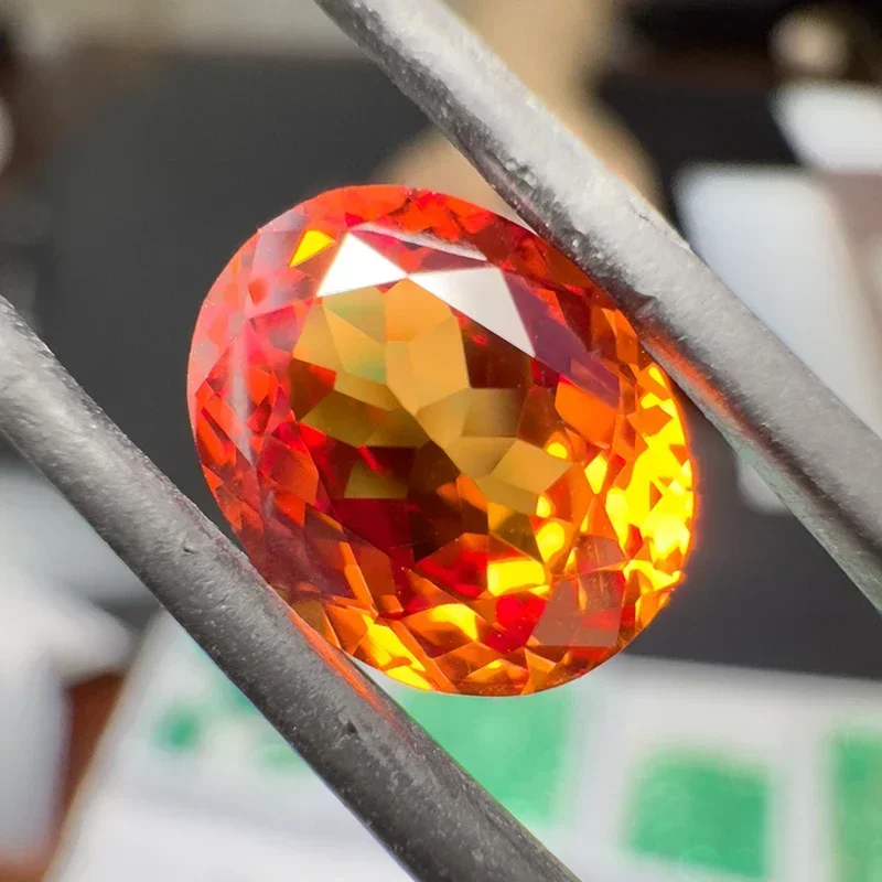 Lab Grown Sapphire Orange Color Oval Cut Top Quality Gemstones Charm Beads for Jewelry Making Selectable AGL Certificate