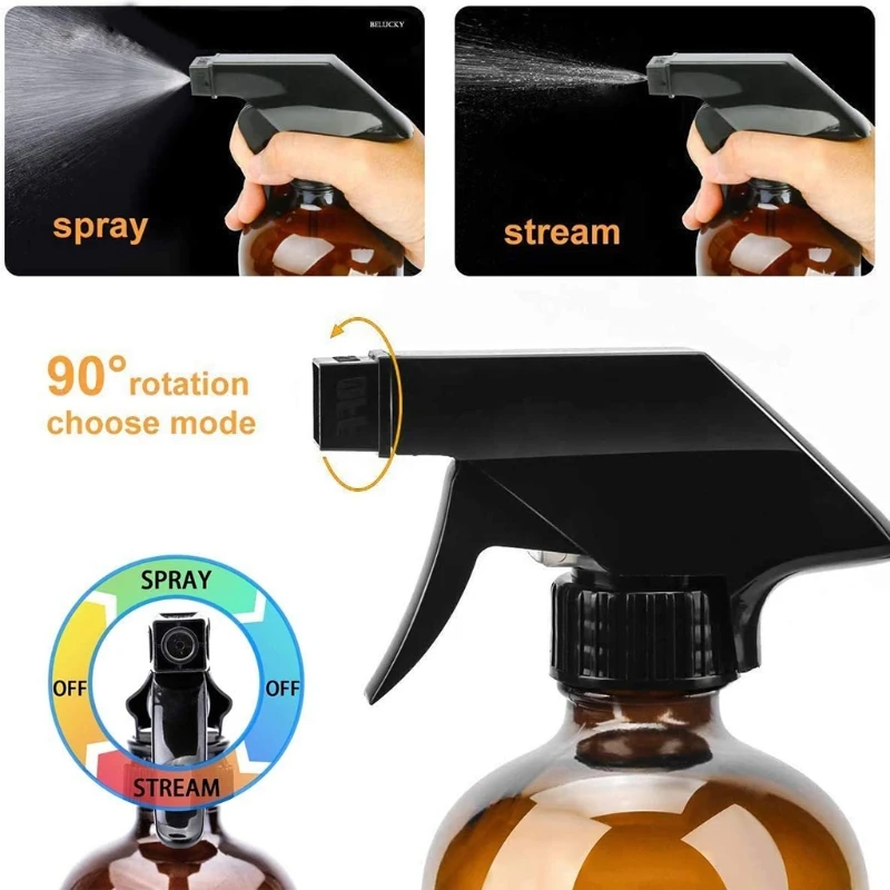 2 قطعة 250 مللي زجاجات رذاذ زجاجية فارغة حاوية قابلة لإعادة الملء للزيوت العطرية