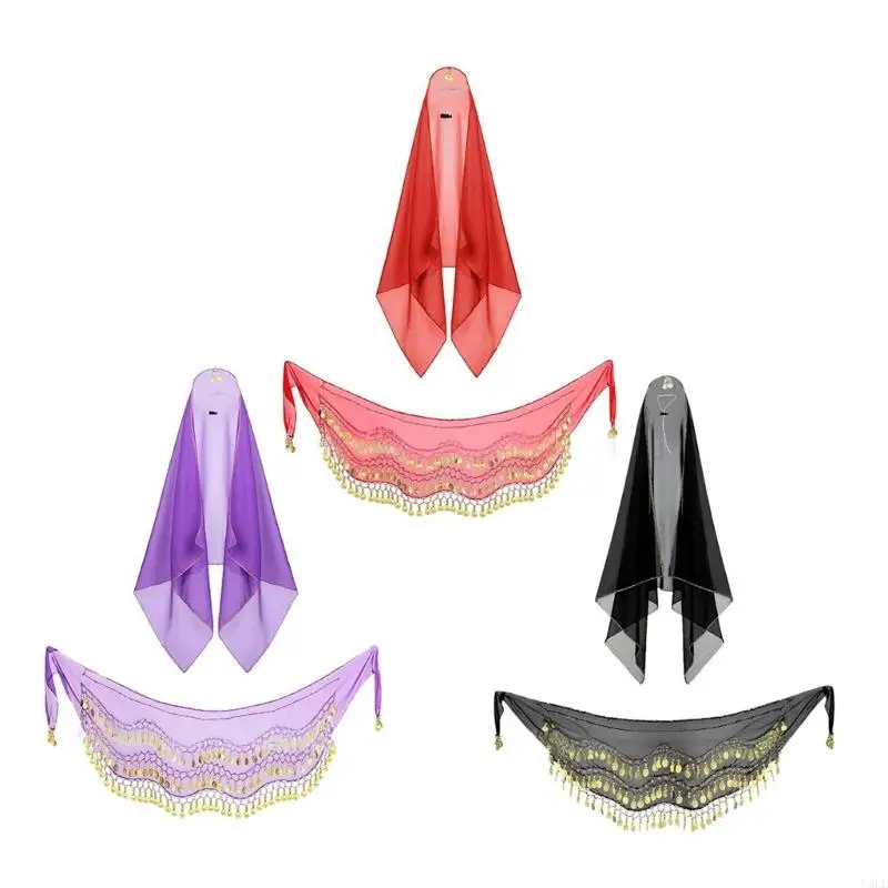 

U4LE 2pcs Dance Dance наряды цыганский костюм костюм живота танцевальный костюм живот танец бедный шарф с головным шарфом монет