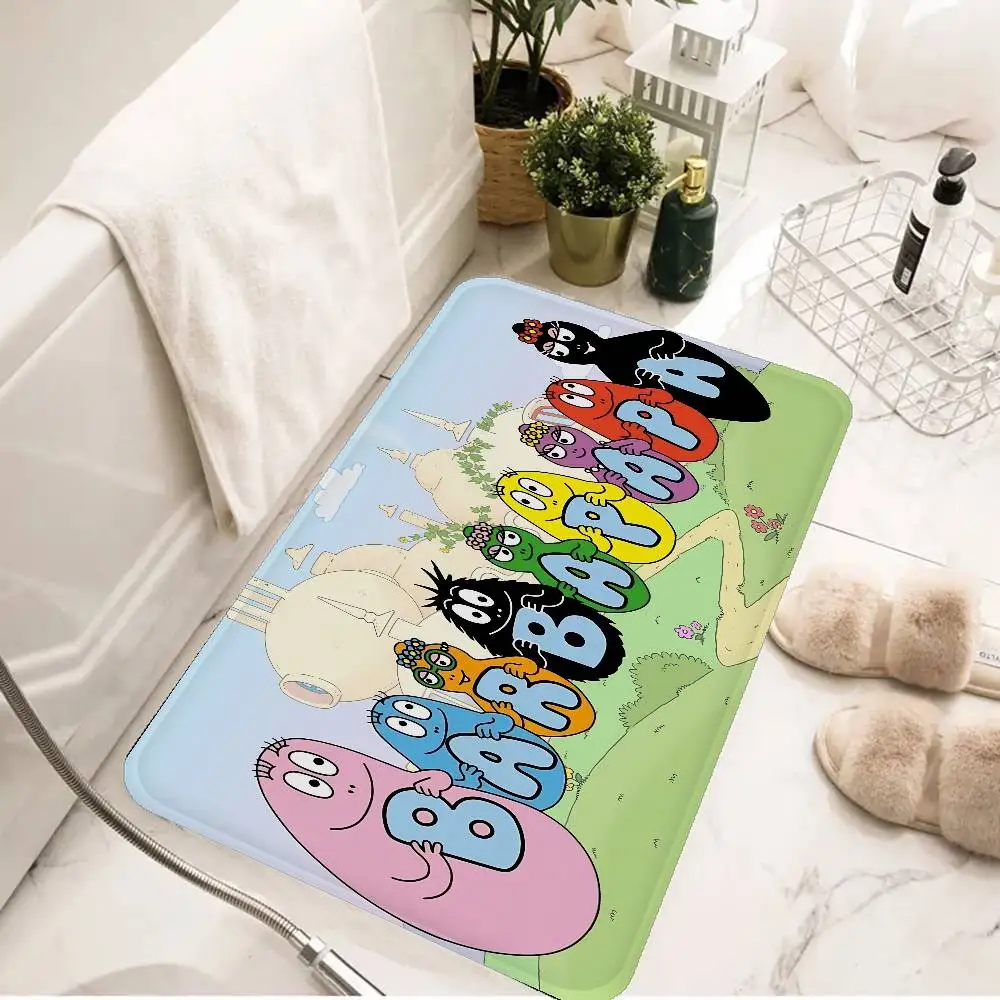 Children B-Barbapapa Bathroom Mat Anti-slip Absorb Water Long Strip Cushion Bedroon Mat Welcome Doormat