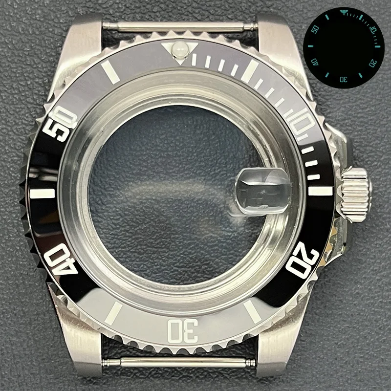 NH35 40 مللي متر ساعة عالية الجودة C3 مضيئة الحافة الياقوت الزجاج ل SUB NH35 NH36 NH34 NH38 Movt 120 نقرات #4