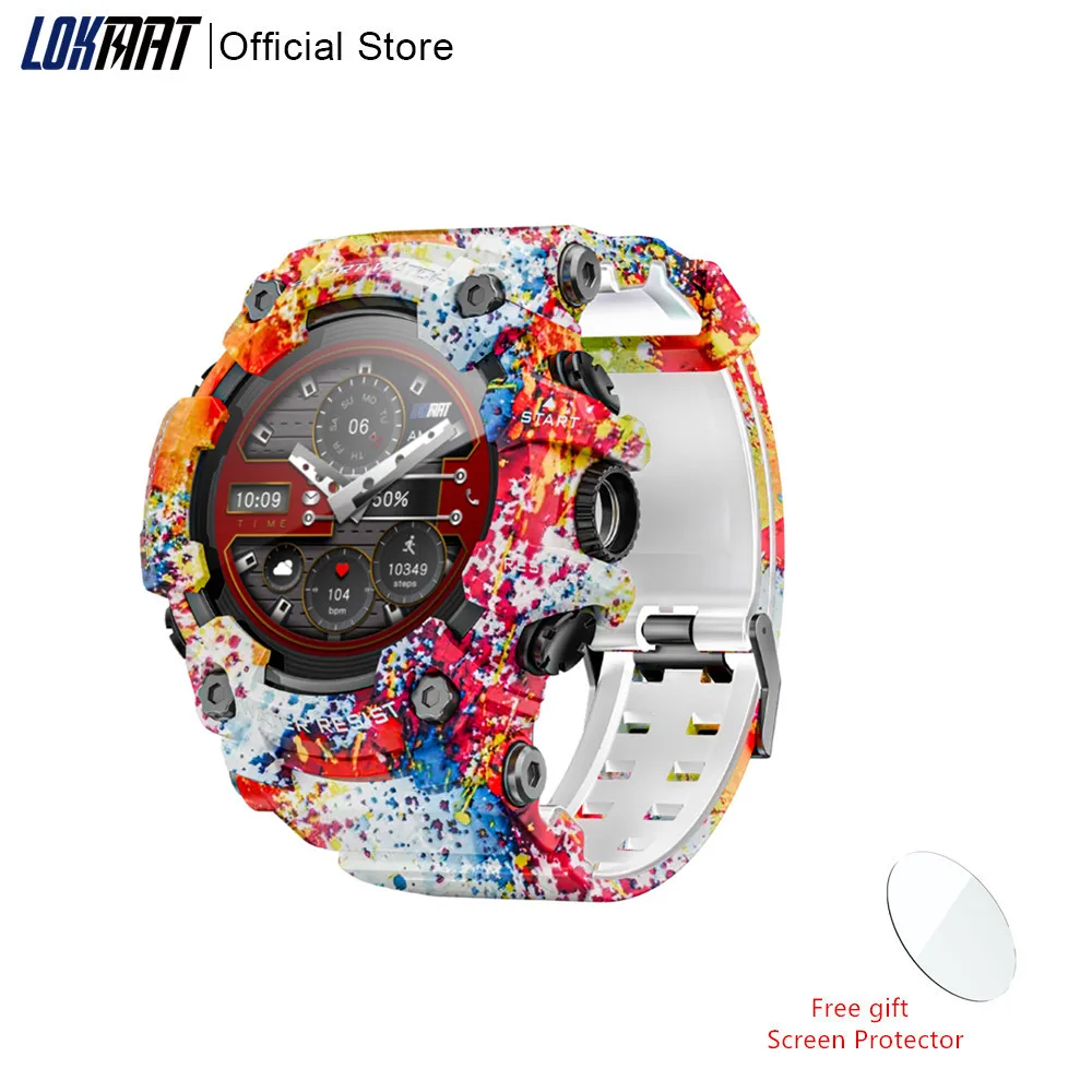 LOKMAT ATTACK-GT Outdoor Sport Smart Watch Wireless Calls Message Push Rugged Smartwatches Flashlight Fitness Tracker for Phone