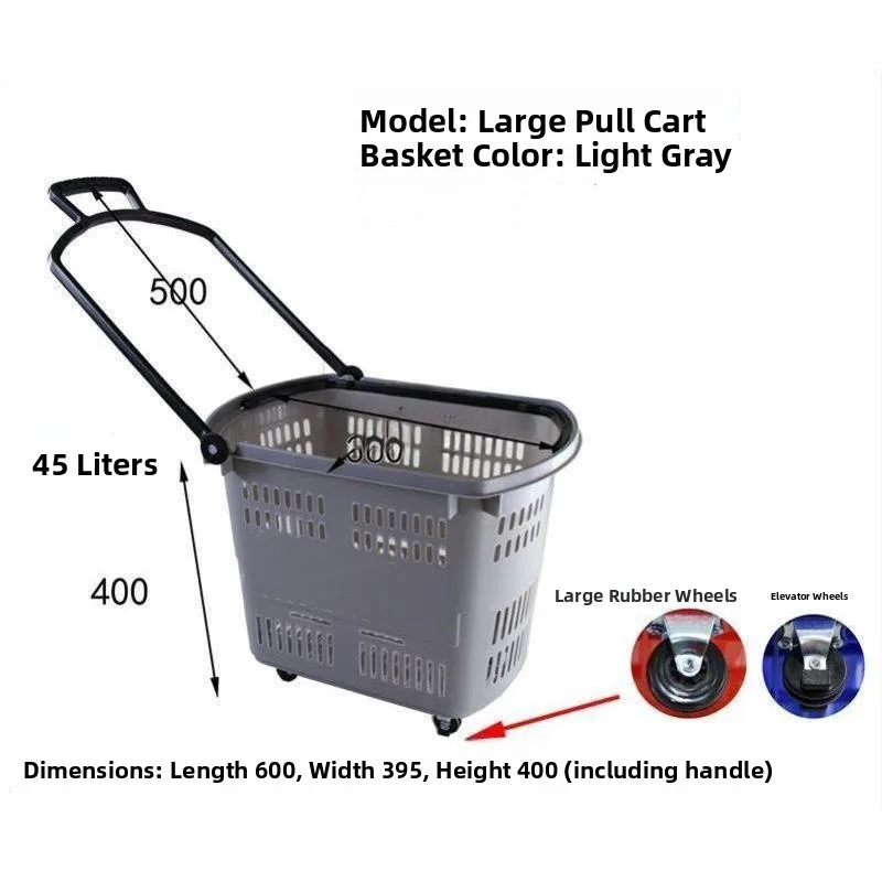 

Portable Plastic op Basket with Wheels Handheld Cart Vegetable Bung Trolley Caddy Wheelbarrow Handy Household Or...