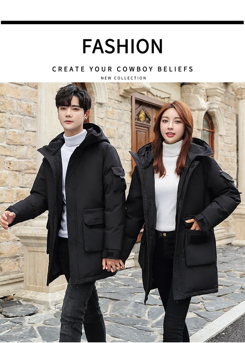 Men Mid Length Workwear Down Parkas Men Couple Fashion Down Parkas Men White Duck Down Casual Warm Winter New Stylish Parkas
