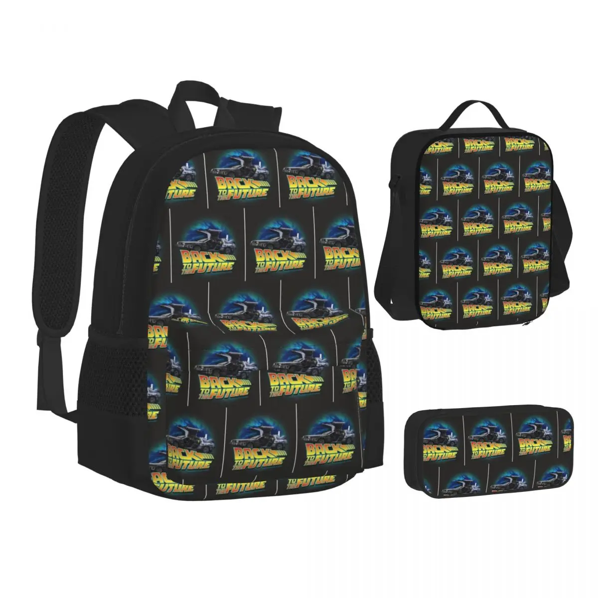 Back To The Future Backpacks Boys Girls Bookbag Children School Bags Kids Rucksack Lunch Bag Pen Bag Three-Piece Set
