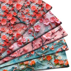 50*145cm Cherry Blossom 3D Floral Imitation Printed Polyester/Pure Cotton Fabric Patchwork Sewing Quilt Fabric Needlework Cloth