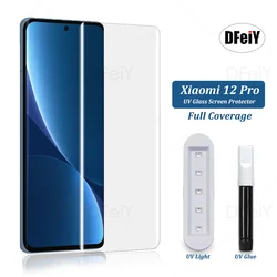 DFeiY UV Glass dla Xiaomi 12 Pro Full Coverage UV Screen Protector dla Xiaomi 12X 12S Pro 12S Ultra Tempered Glass Film