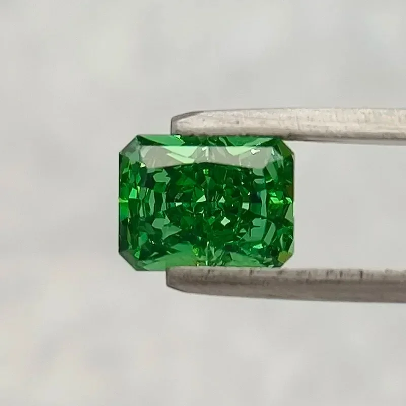 High Carbon Diamond Lab Zircon Cubic Zirconia Green Octagon Crushed Ice Cut Radiant Cut 5A+ Quality