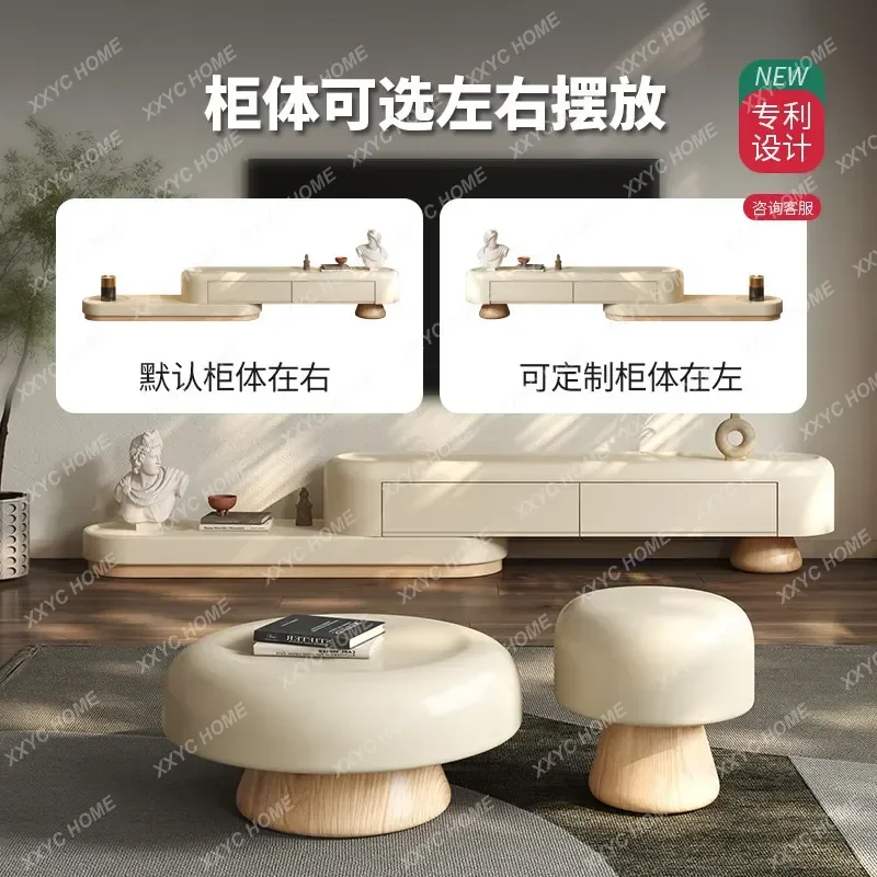 XXHigh-End  Cream Style Solid Wood Extendable TV Stand Floor Wall-Mounted Socket Cover Living Room