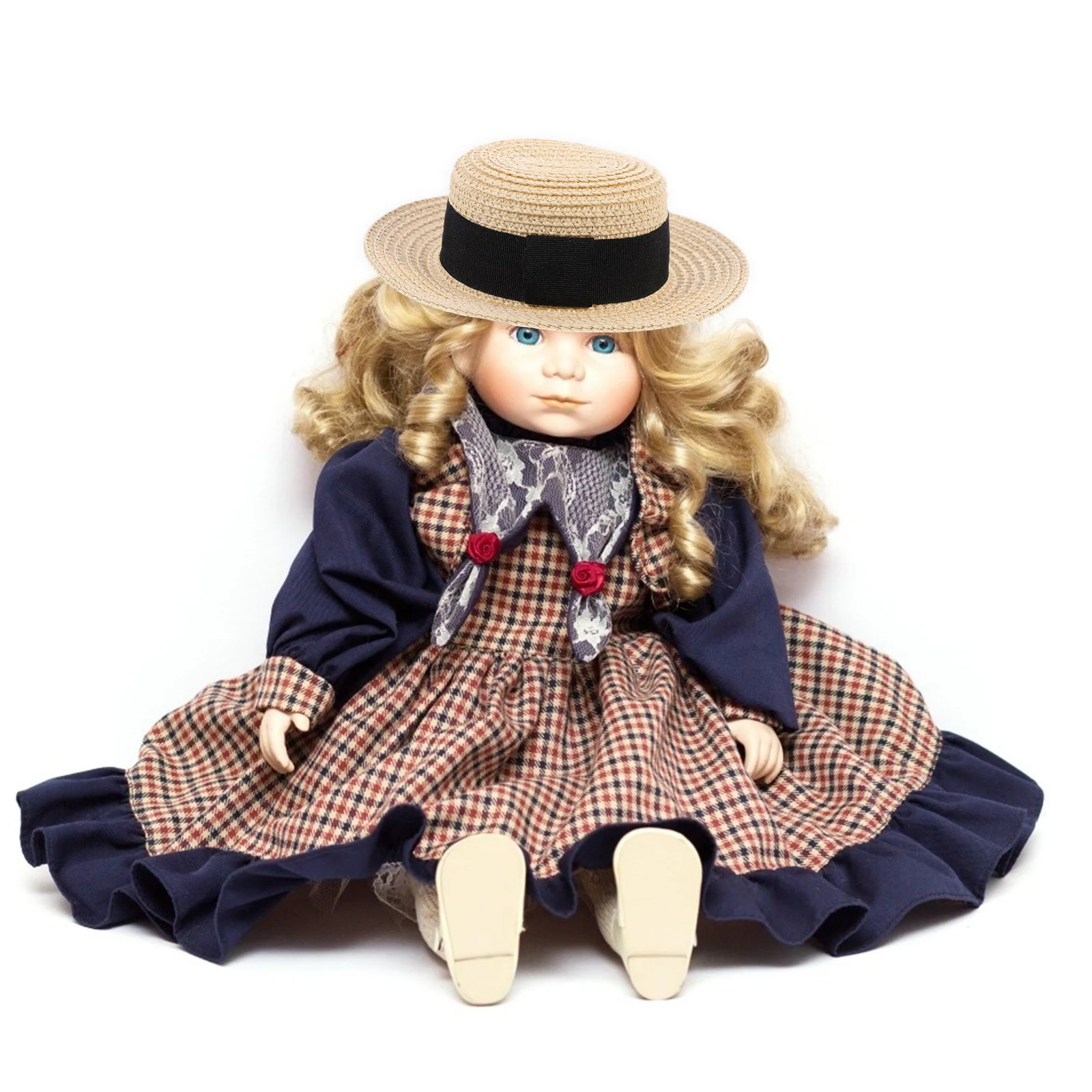 

Adorable Straw Hat Ornament Hand-Woven Miniature Cap For Clothes Decor Durable High-Class Material Unique Flat Tops Design