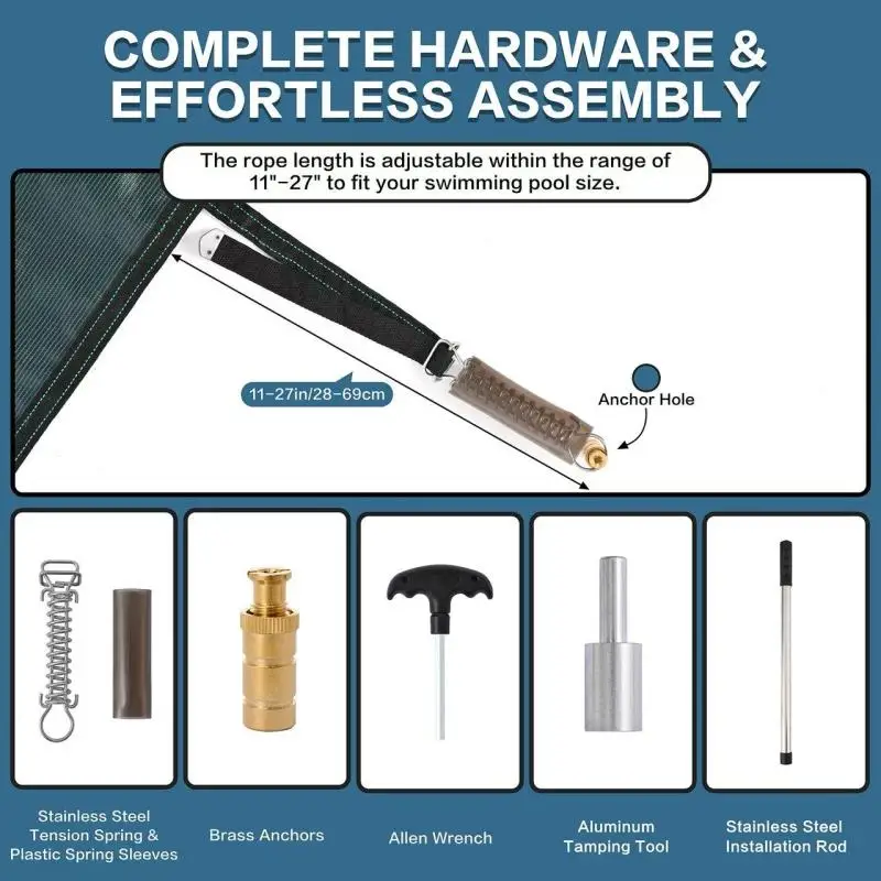 Сетка для ног, защита для бассейнов, подходит для бассейна, бассейна, защитный чехол для подземного бассейна, подходит для 25x4