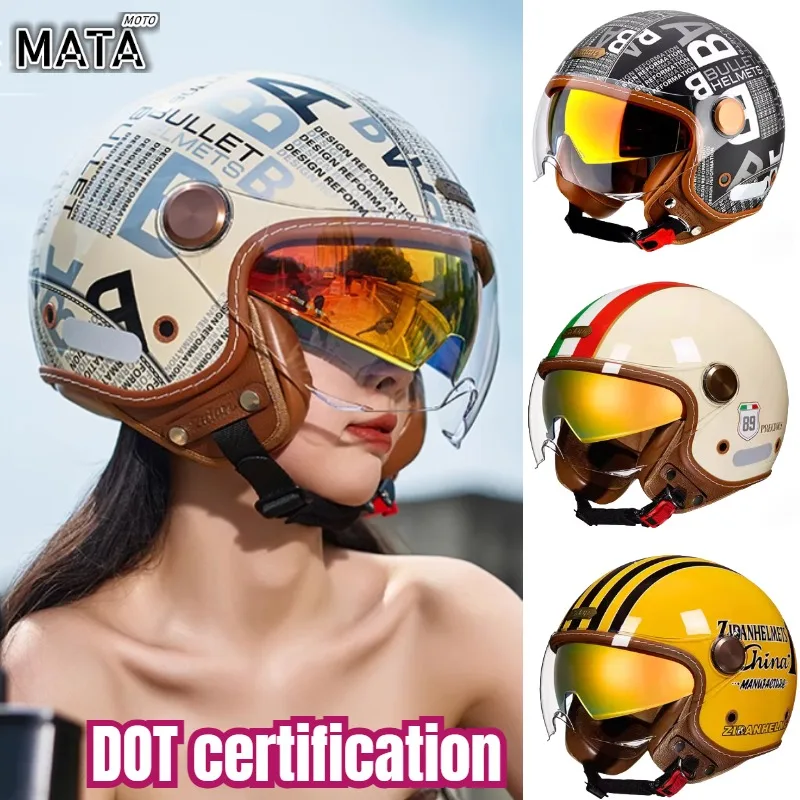 

Motorcycle Helmet Biker 3/4 Open Face Helmet Retro Electric Bike Scooter ABS Shell Retro Moto Casque Casco Capacete