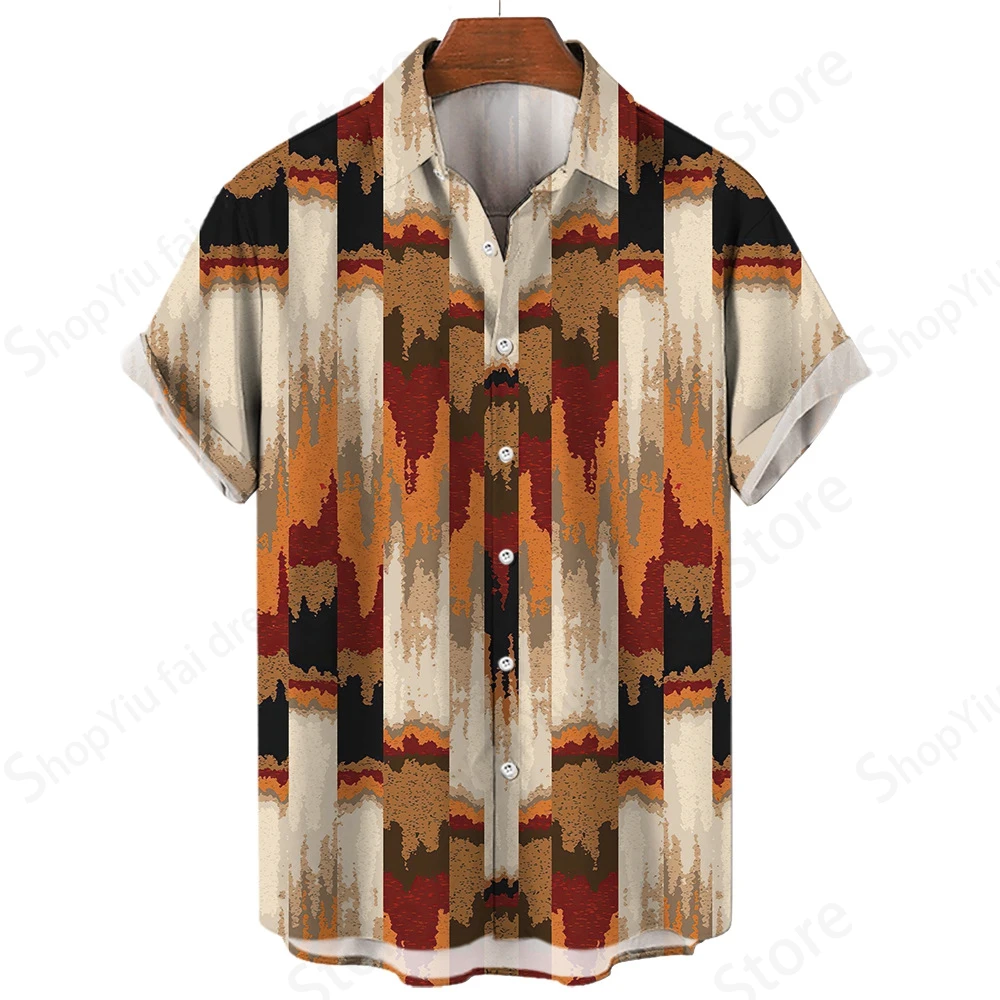 Рубашка гавайская винтажная для мужчин и женщин, модная пляжная блуза с отложным воротником, этническая Функциональная одежда, 5XL, на лето