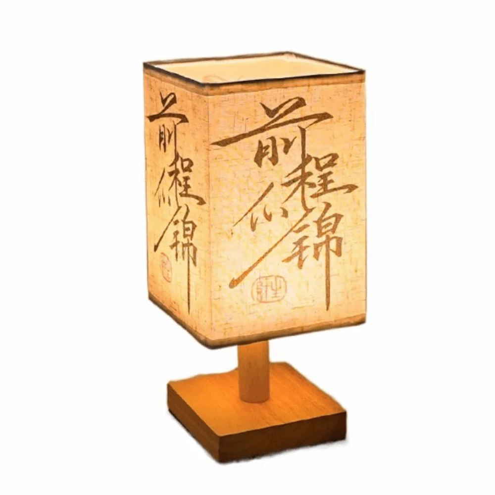 Fabric Lampshade LED Table Lamps Square Shape Chinese Style Chinese Style Lamps Eye Protection Zen Spirit Decoration Table Lamps