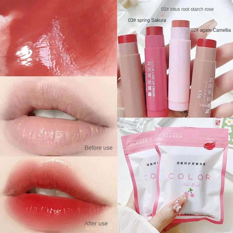 4.5g Tinted Lip Balm Moisturizing Lipstick Waterproof Beauty And Health 8.9 * 12.9cm Anti-dry Lip Balm Anti-cracking Lip Makeup