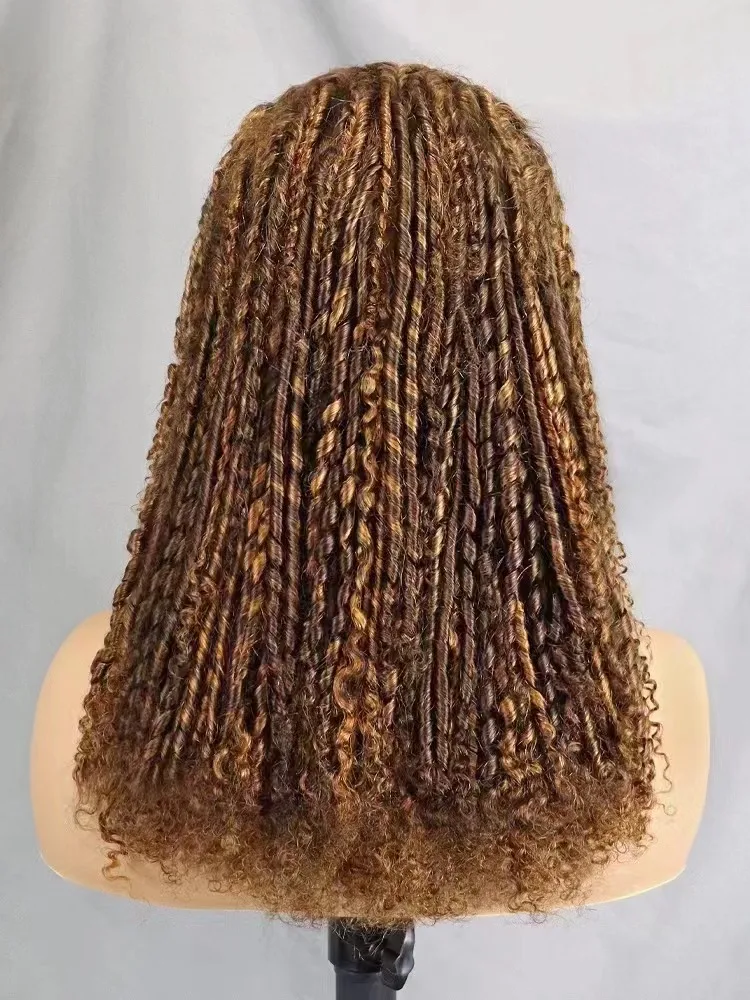 Peruca de cabelo humano encaracolado para mulheres negras, rolo de chopstick, cabelo remy brasileiro, peruca sem cola, frente de renda, densidade 250%, 4, 30 destaque, 13x4