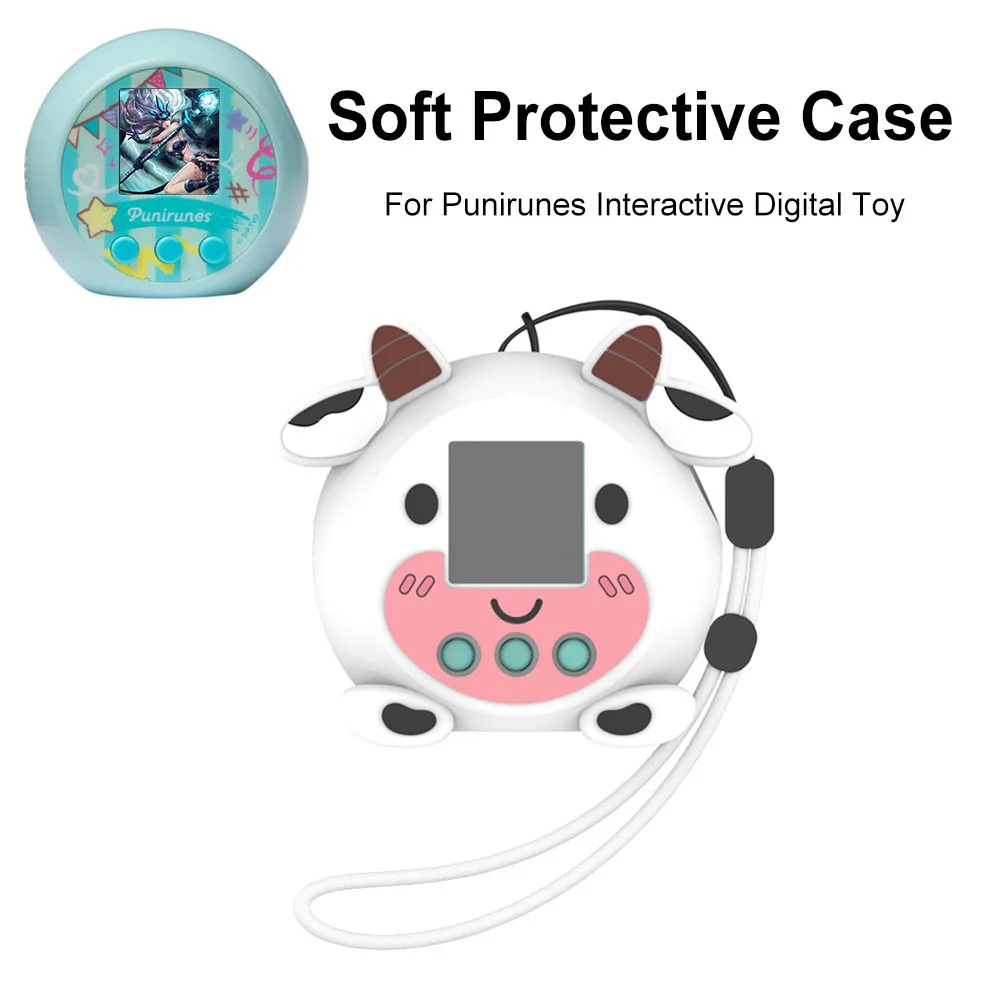 For Punirunes Interactive Digital Toy Silicone Case Shockproof Protective Skin Sleeve with Lanyard Cartoon Protective Cover