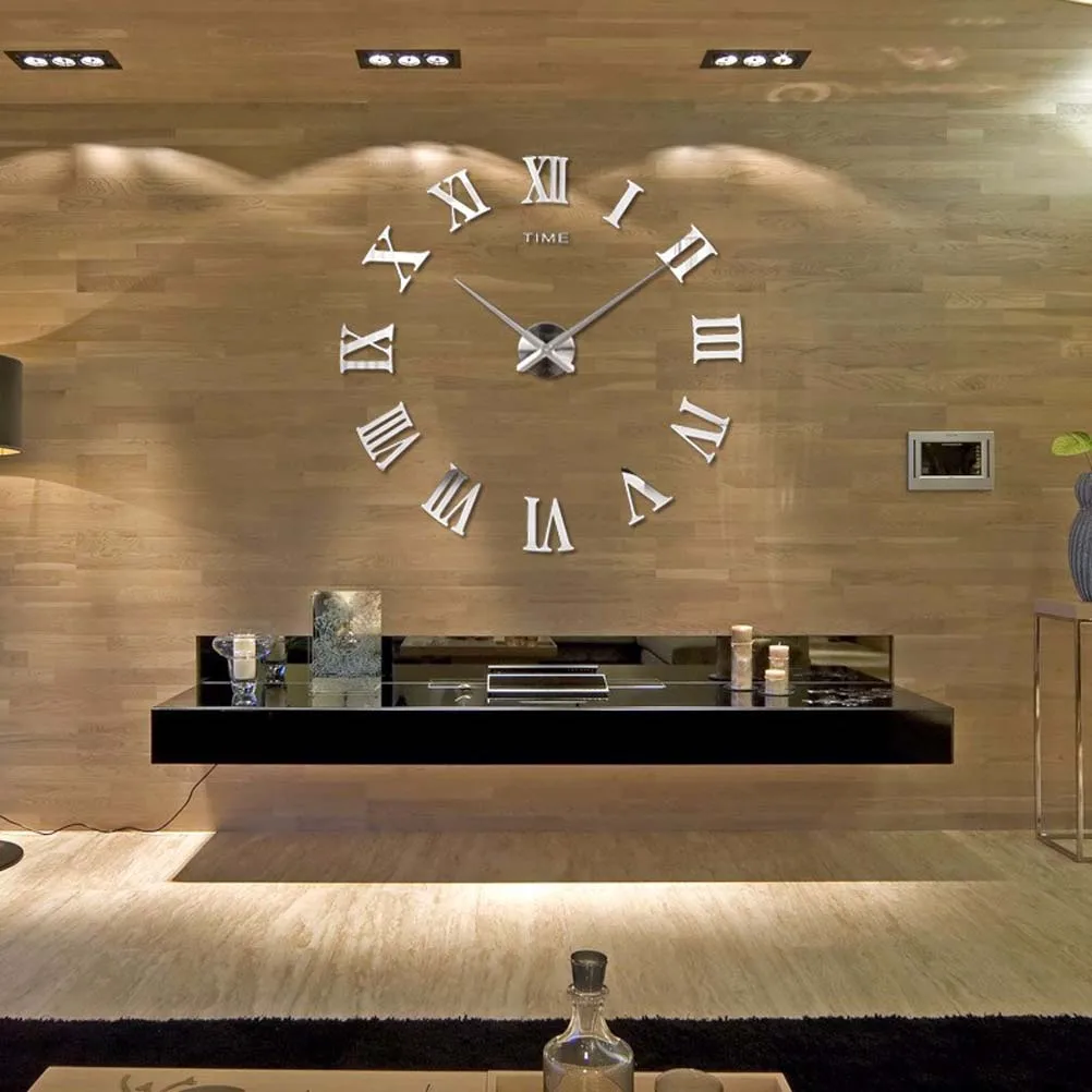 

Acrylic Mirror Wall Clock Large Oversized Unique Design 3D Wall Clock Great Home Decoration