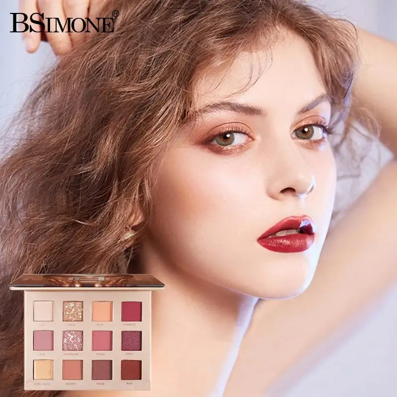 Paleta Cieni do Powiek BSIMONE 12 Kolorów, Perłowy Wykończenie, Ziemiste Odcienie, Długotrwałe, Naturalne, Łatwe do Blendowania, Prezent dla Kobiet