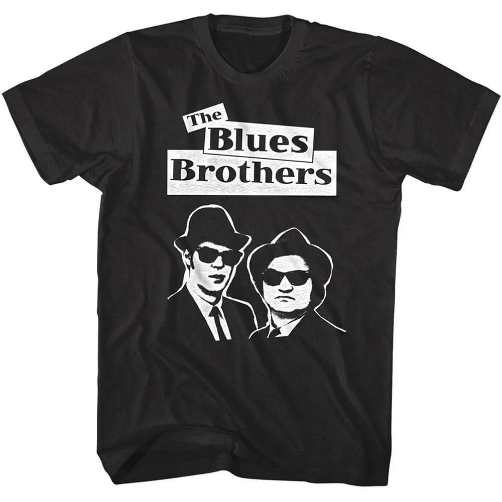 The Blues Brothers Men's Shirt Stencil Logo Jake Elwood Photo T-Shirts Summer Men's and Women's Loose and Breathable T-shirt Top