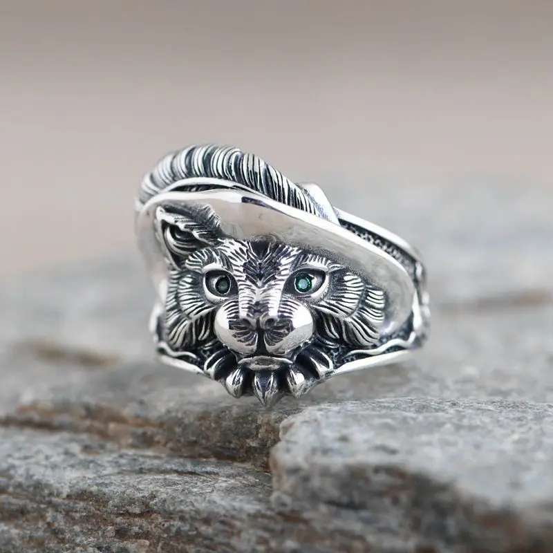 SALONGFANG Fashion Cartoon Cute Animal Cat Ring Mood Color-changing Ring Opening Adjustment Magic Multicolor Jewelry