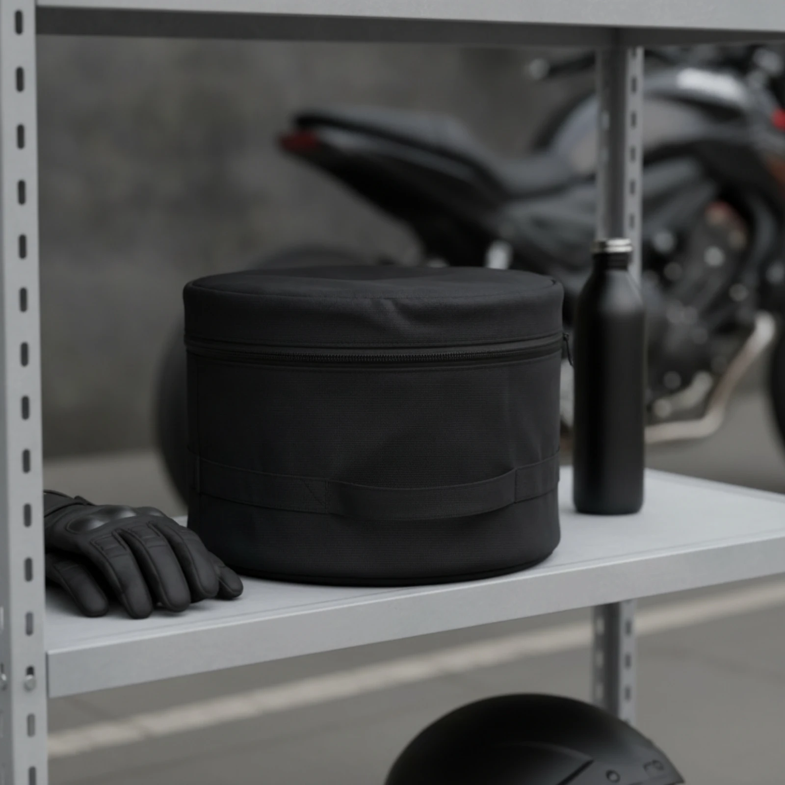 Motorcycle Helmet Storage Bag Two-Way Zipper Cylindrical Helmet Bag with Zippered Top Portable Lightweight for Travel 5