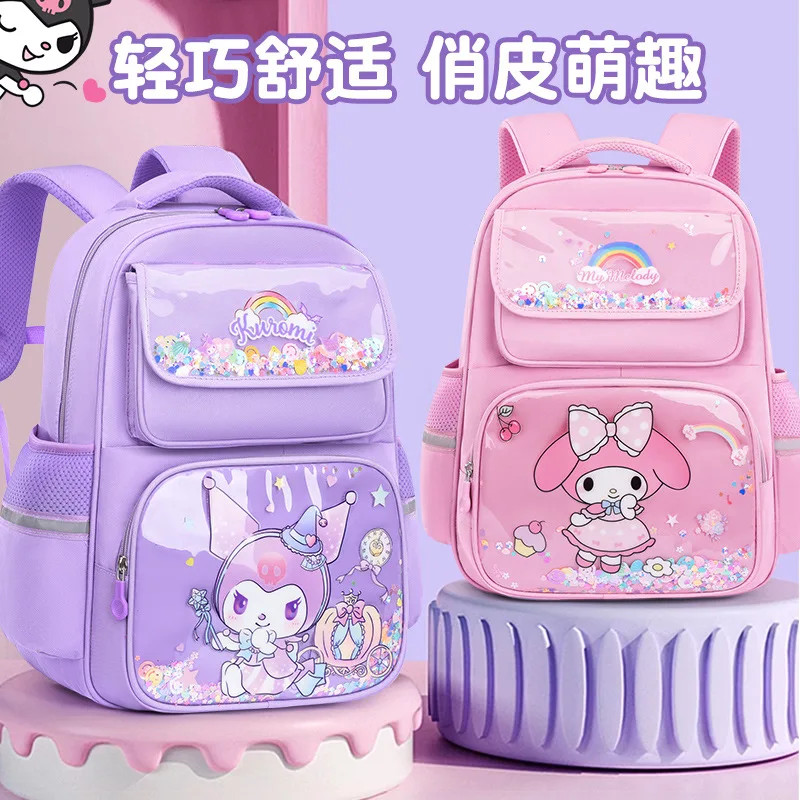 

Pupil Schoolbag Backpack Lightweight Student Large Capacity Children's Cute Bags Cinnamoroll Kuromi Sanrio My Melody Child