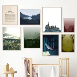 Movie Hogwart Castle Posters Magic World Art Prints Colorful Wizard Castle Canvas Wall Pictures For Kid Room Home Decoration