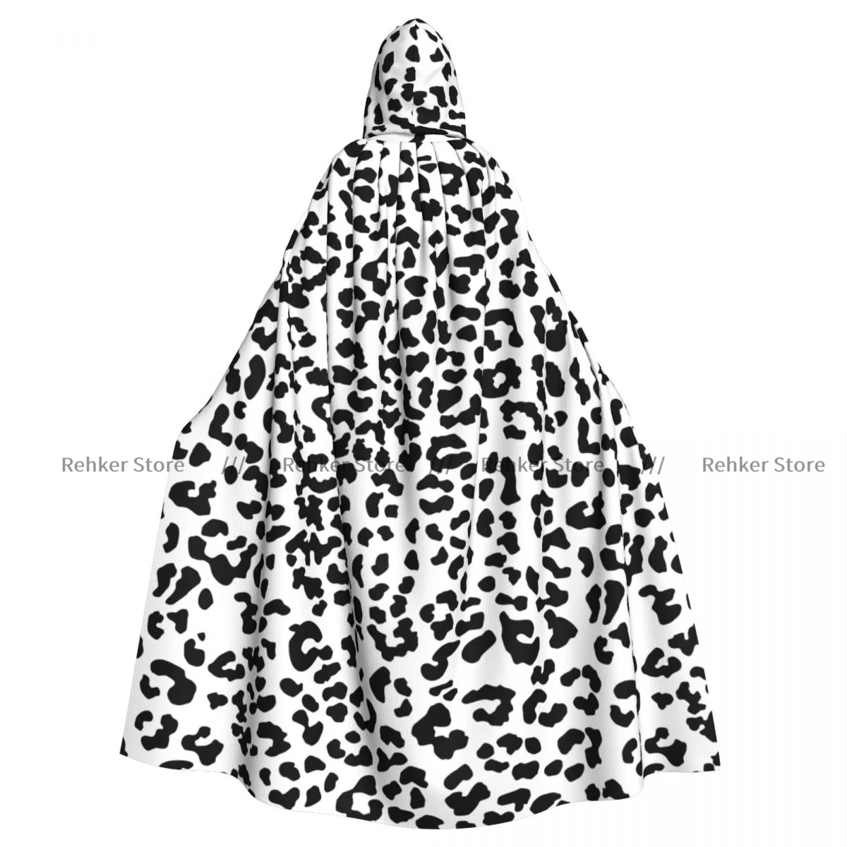 

Witch Cloak Black And White Leopard Pattern Halloween Cosplay Costume Unisex Adult Cloak Retro Ages Cape