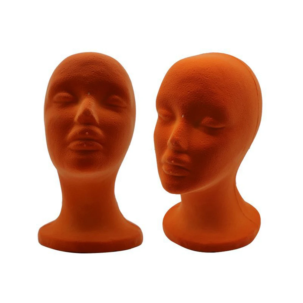 Flocking Foam Female Mannequin Head Model Wigs Glasses Display Holder Stand Professional Clothes Store Photograph Props