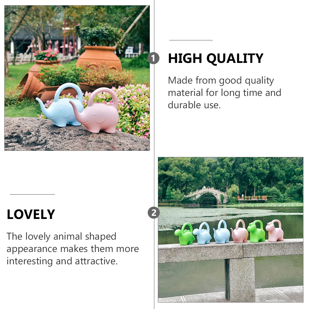 

2pcs Elephant Can Kids Garden Cartoon Plant Pot 1L Large Capacity Durable Plastic Sturdy Parent Child Interactive Tool Small