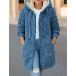 Women's Hooded Top Winter Coat Thickened Fleece-lined Sweatshirt Cardigan Winter Trendy New Style Lamb Wool Jacket Ladies