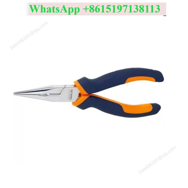 Two-color handle straight nose pliers chrome with handle sheath 713040 160/200mm