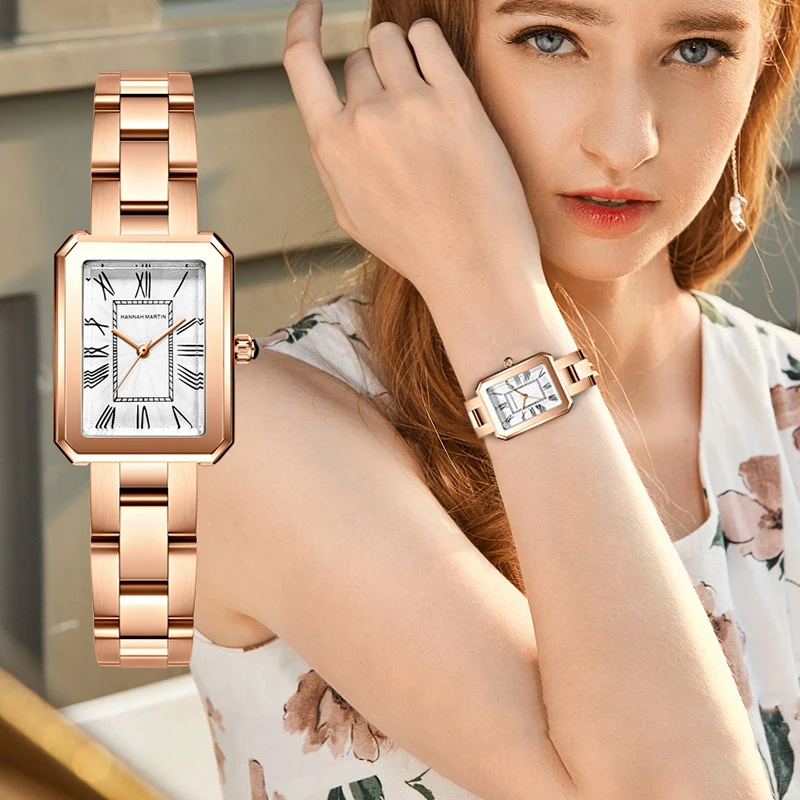 New Arrival Women Watches Bracelet Japan MEYOTA2035 Vintage Square Dial Watches Elegent Stainless Steel Women Quartz Wristwatch