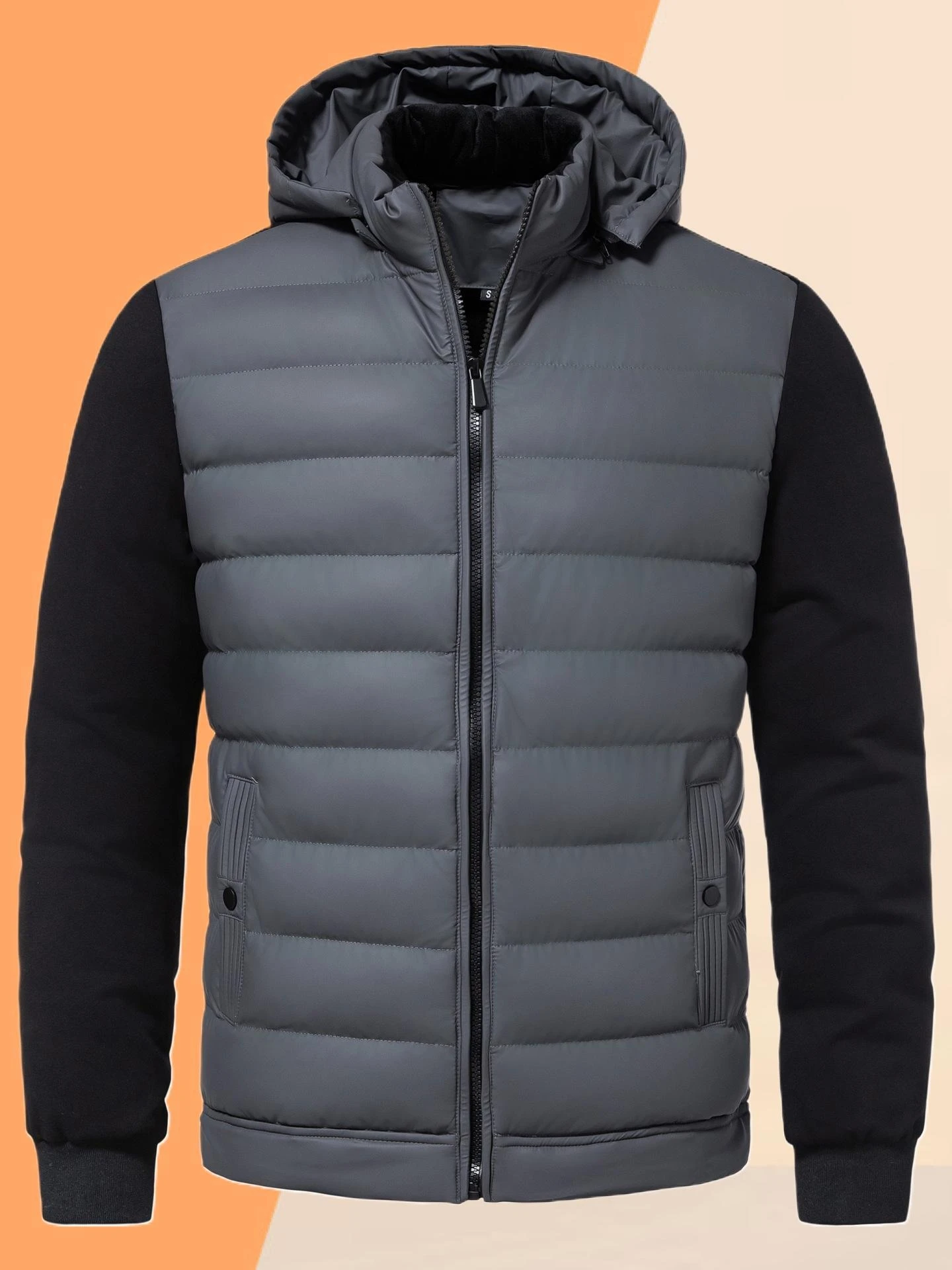 

Autumn Winter Men's Cotton Jaet Lightweight Warmth Enhanced Hooded Casual Outerwear Removeable Cap Faionable Ci Sle