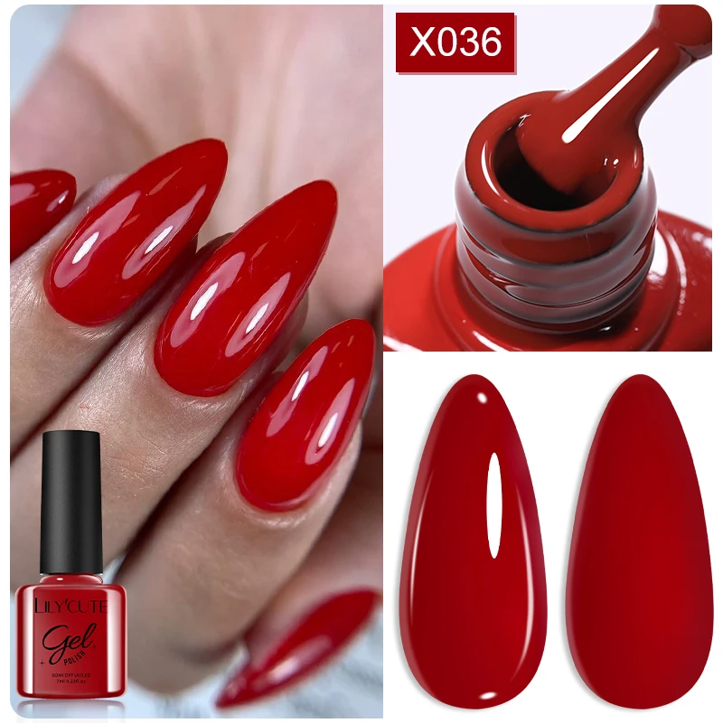 LILYCUTE 7 مللي 6 قطعة جل طلاء الأظافر ANCOLA الأحمر بريق الشتاء شبه الدائم نقع قبالة UV LED الورنيش تصميم مانيكير جل أطقم #4