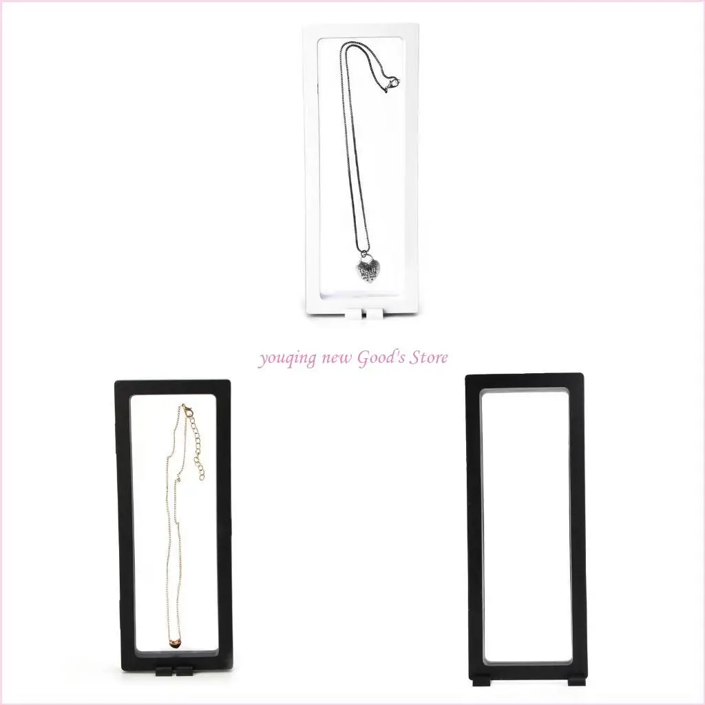 

57QA Black White Plastic Suspended Floating Display Case Earring Coin Storage