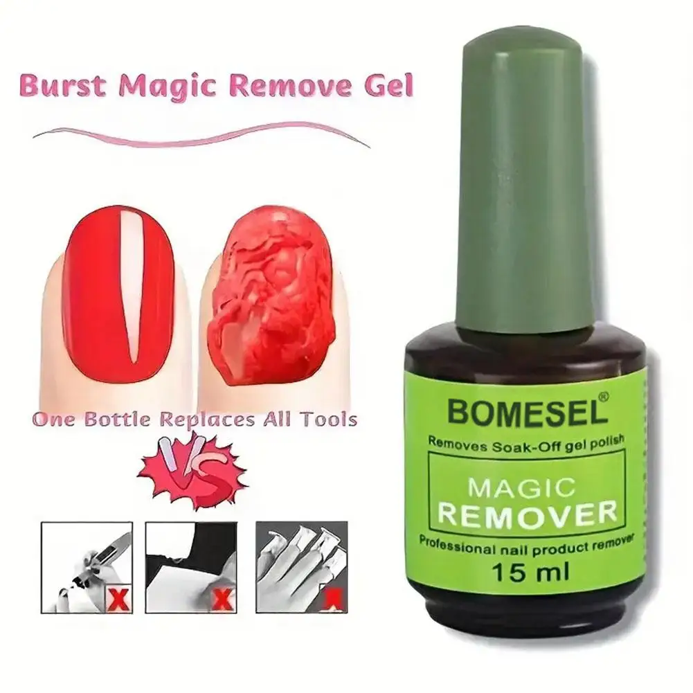 Magic Gel Nail Polish Remover 15/50ml Burst Quick Soak Off Gel Polish Cleaner Professional Manicure Nail Art Tool