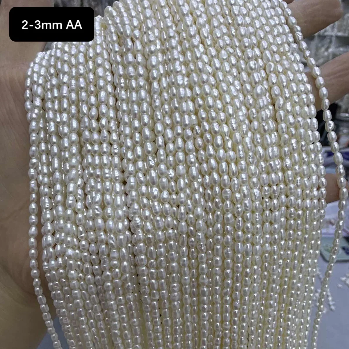 

2-3mm AA Premium Natural Freshwater Rice Small Pearl Bead Wedding Jewelry Making DIY Necklace Bracelet Accessories Women Gift