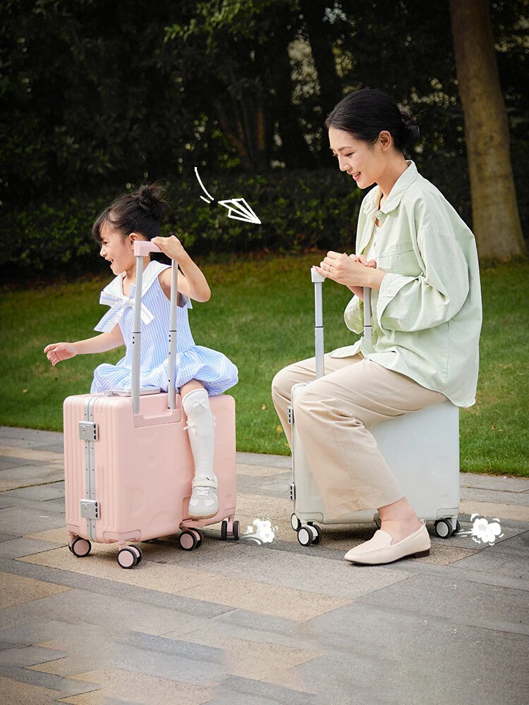 

20 inch Ride On Suitcase for Children Aluminum Frame Travel Cabin Suitcase Trolley Case Six wheels with Foldable Footrest