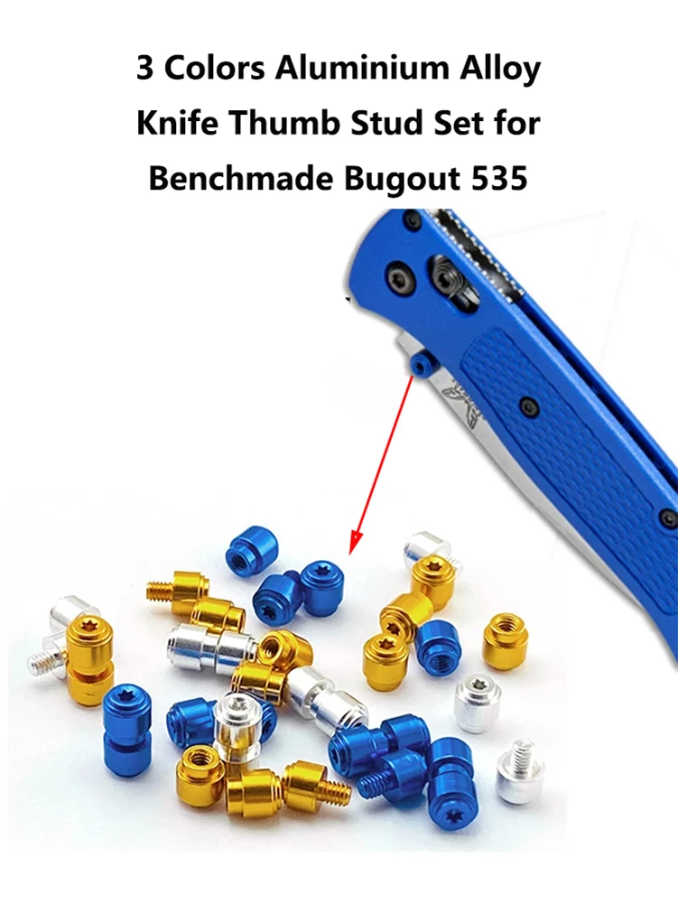 Couteau pliant en aluminium, goujon à pouce, vis poussoir, Rivet pour couteaux Bugout 535, 3 couleurs, 5 ensembles/lot