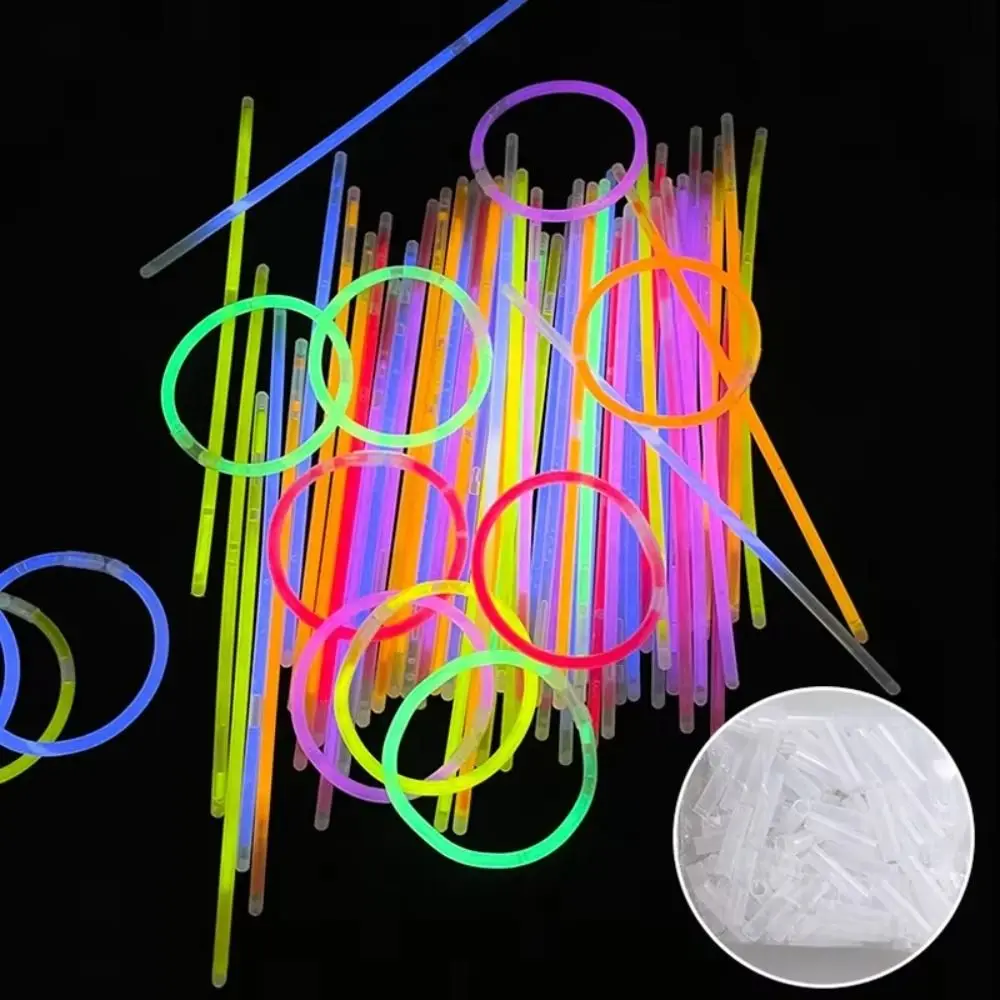 Long Term Illumination 100pcs Party Fluorescence Light Glow Sticks Bracelets Necklaces Neon Wedding Party Colorful Stick JJ2274