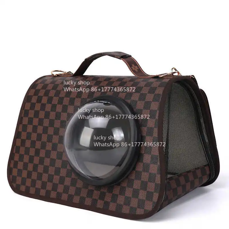 Winter Cat Out Bag Space Capsule Shoulder Crossbody Checkerboard Pet
